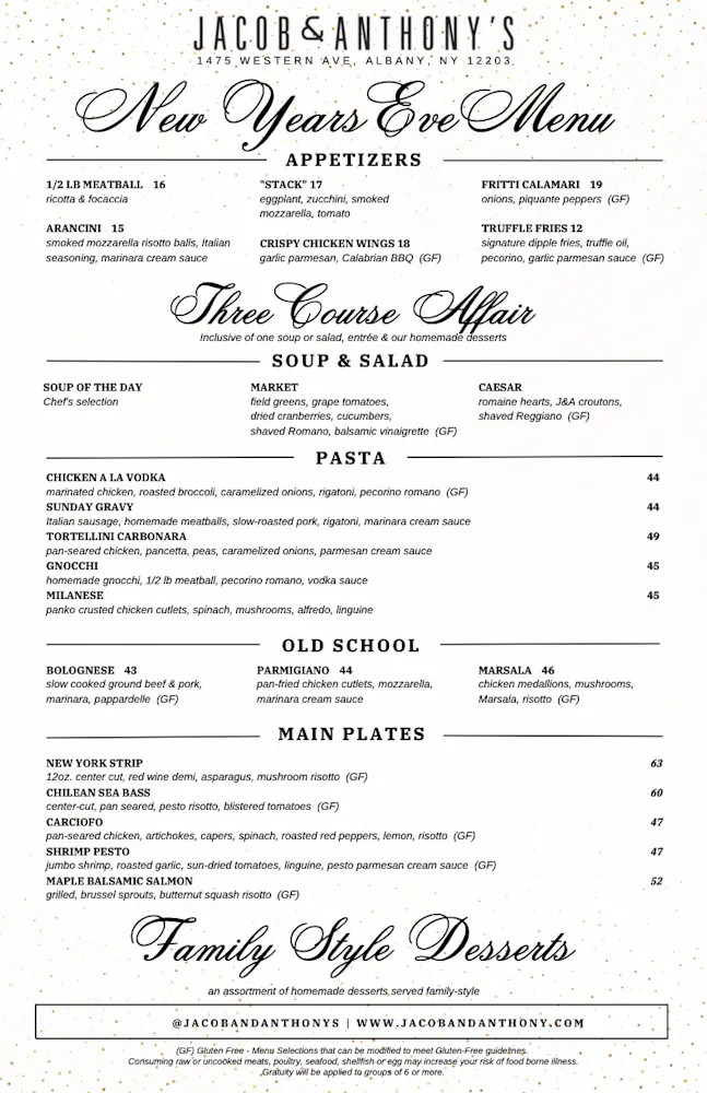 Jacob S Menu New Year's Eve Menus! | Jacob and Anthony's | Unique dining experience ...