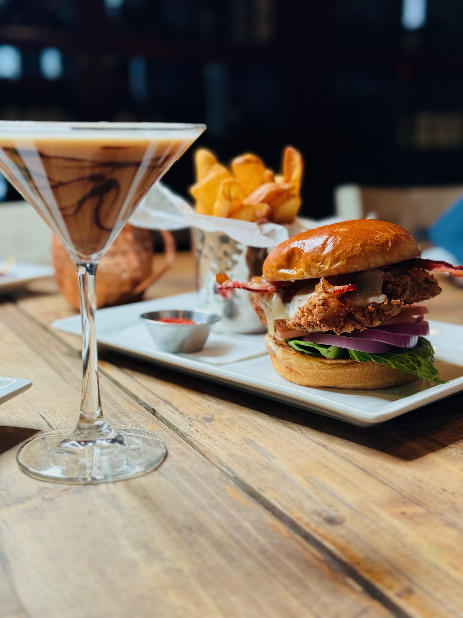 a drink and a burger