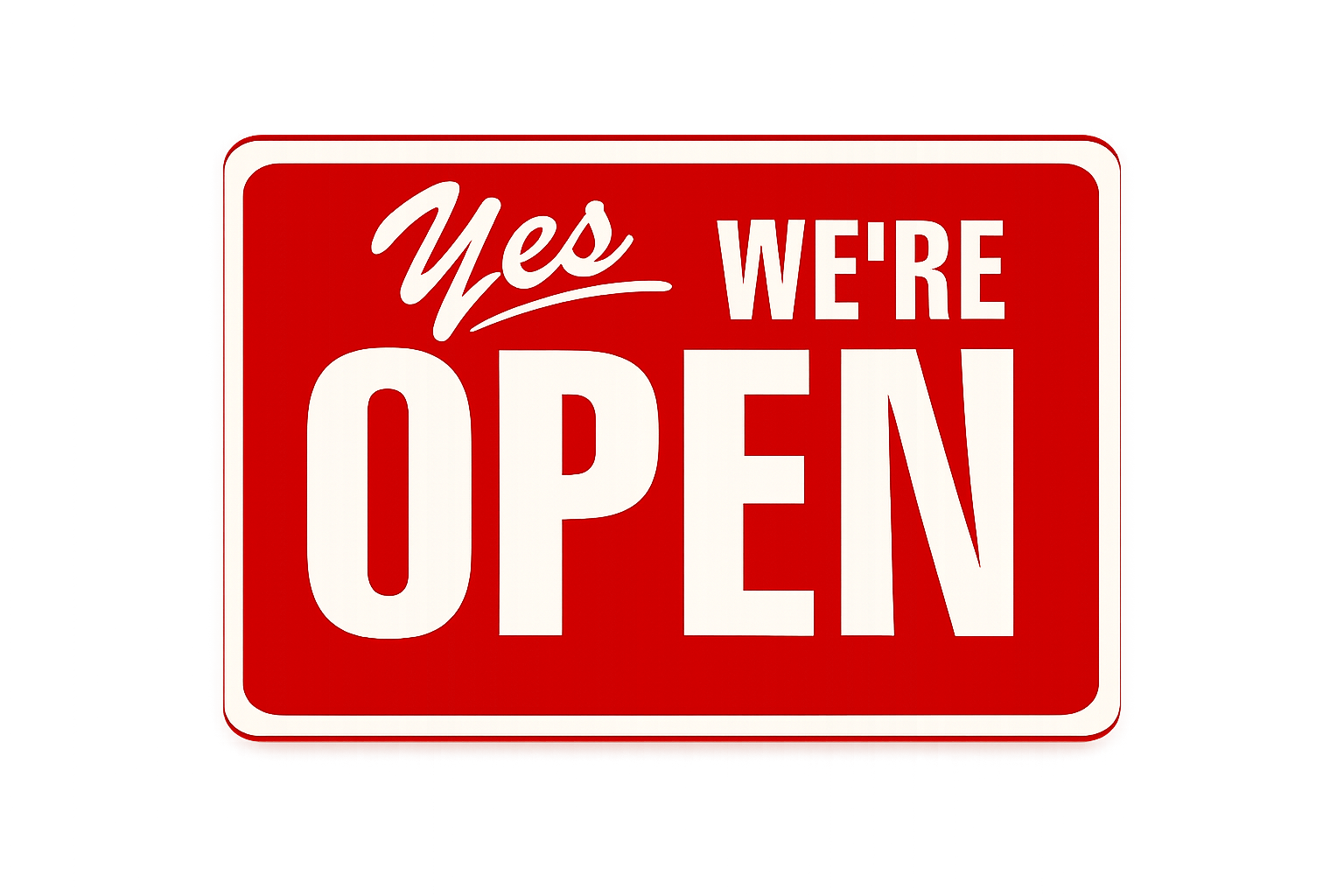 a red sign with white text