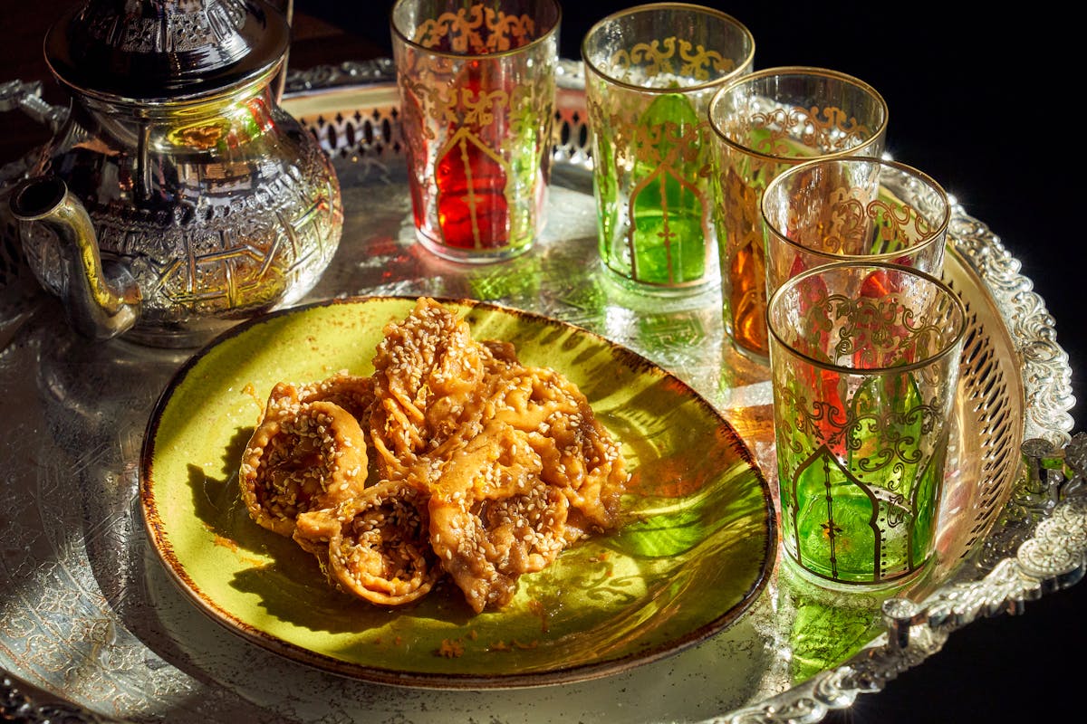 a pan of food on a table