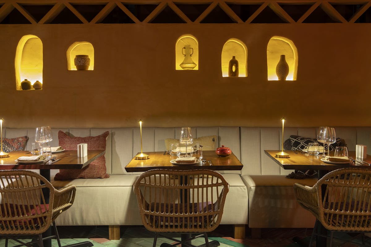 a table topped with lots of furniture