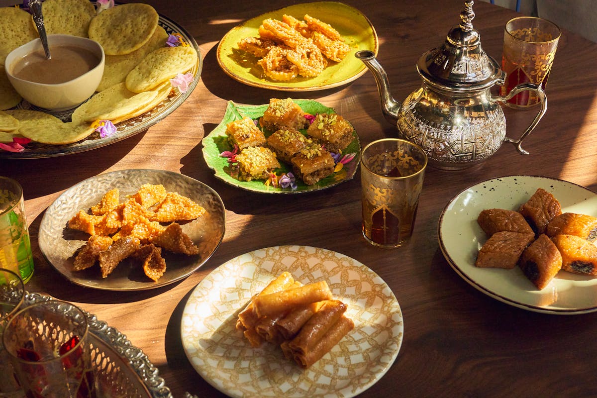a bunch of food on a plate on a table
