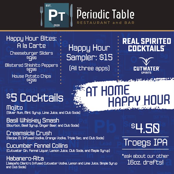 The Periodic Table Bar and Restaurant At Home Happy Hour Kits