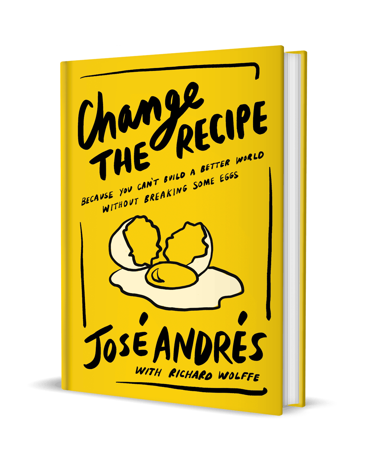 Yellow book cover with broken egg titled Change The Recipe