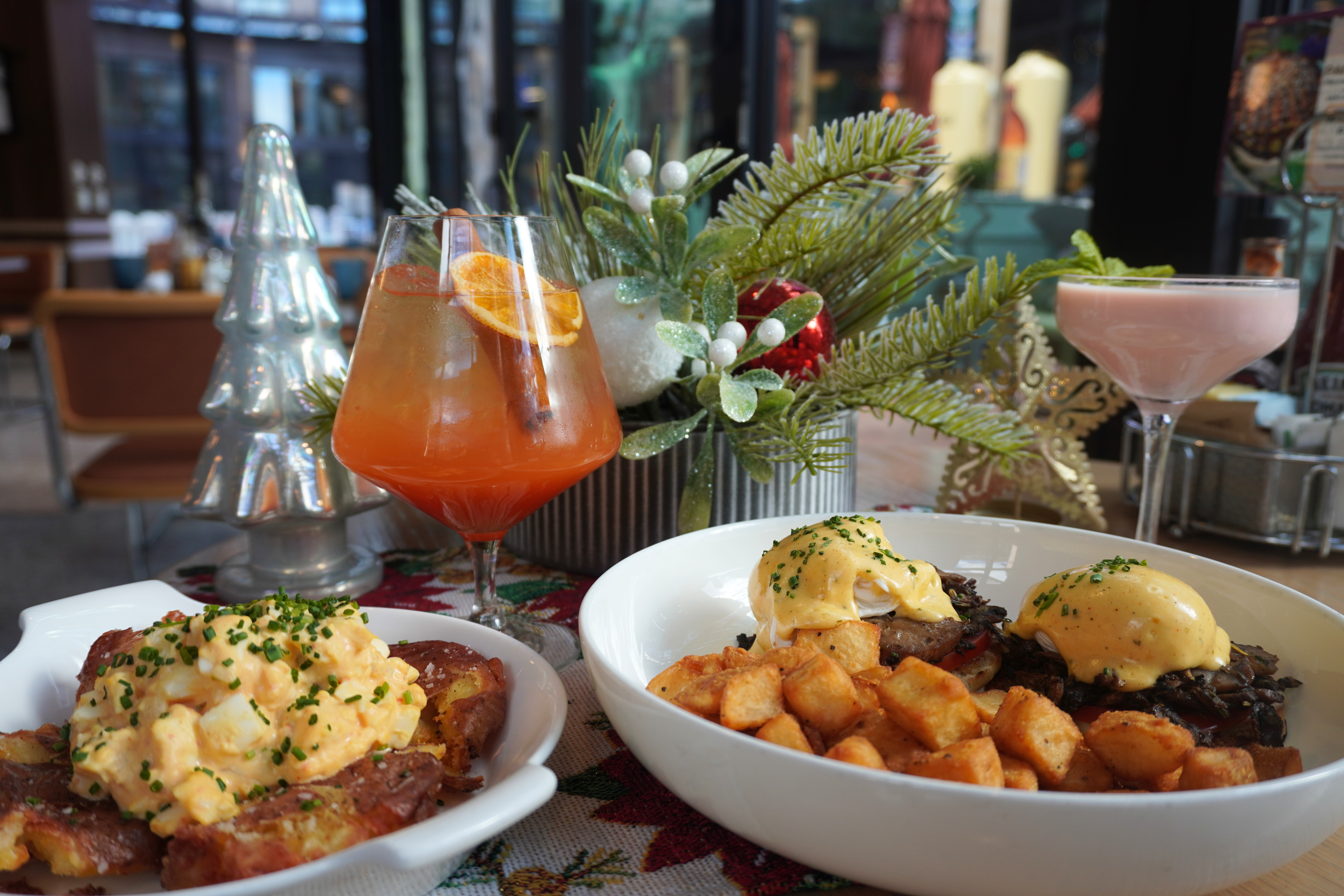 food and drink on a festive table