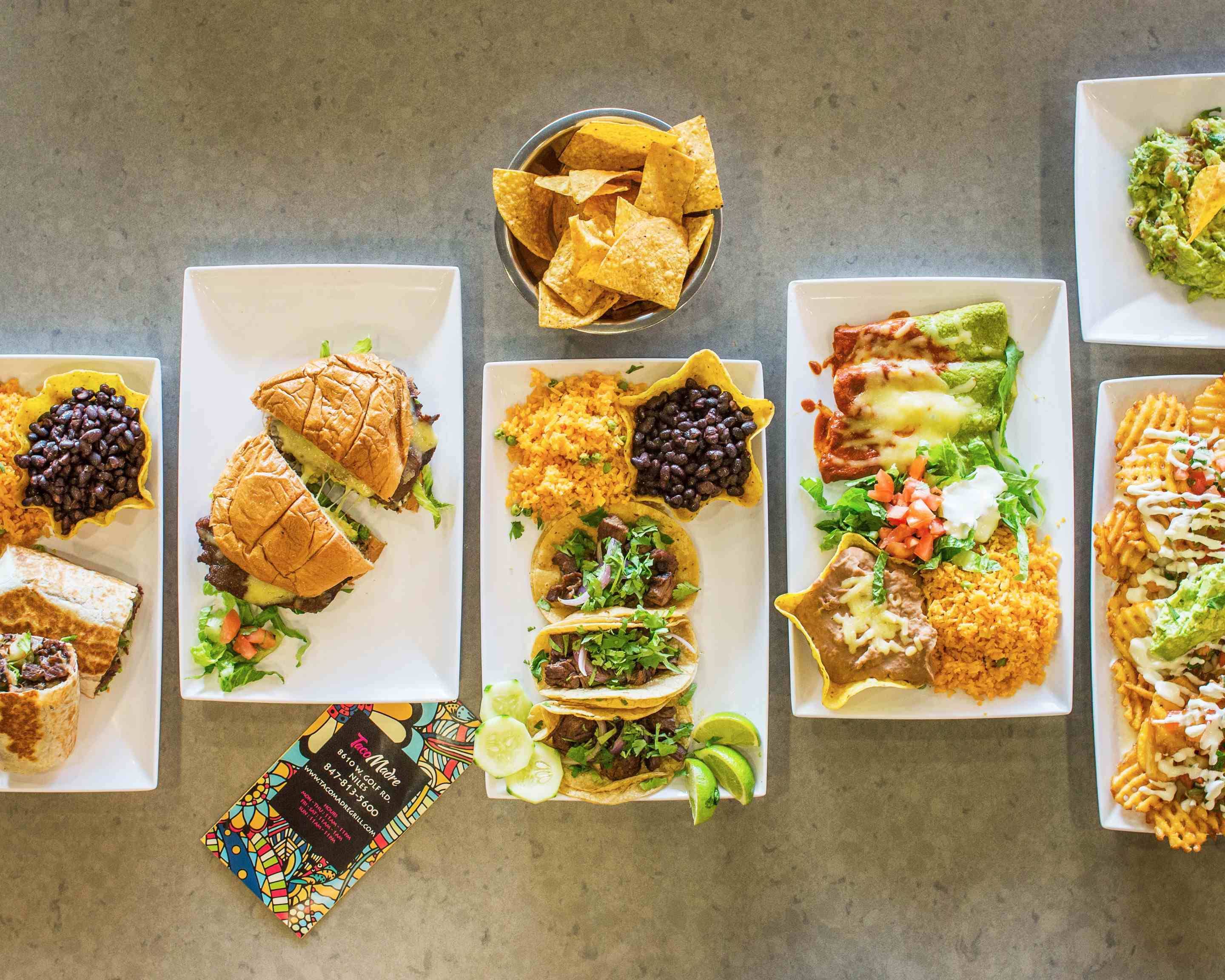 a bunch of different types of food