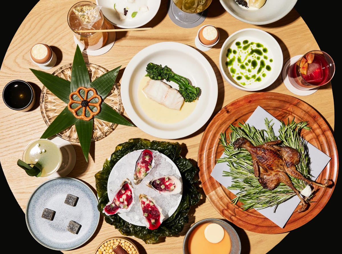 a bunch of food sitting on a table