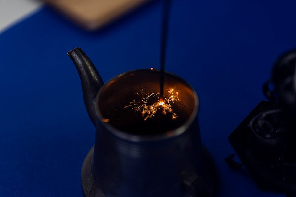 Hot buttered rum in a rustic mug
