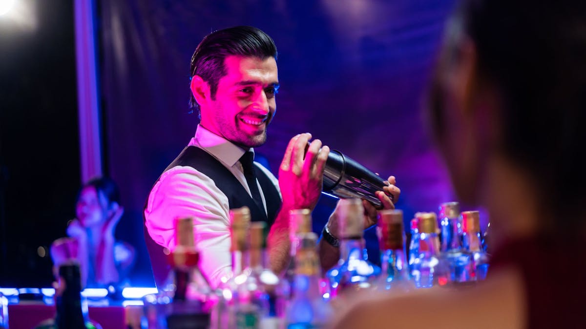 a bartender at a private event