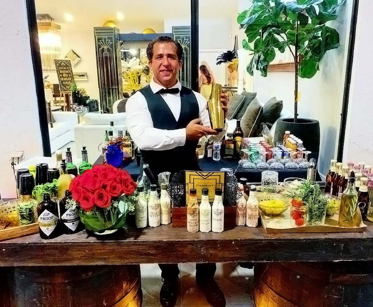 a mobile bartender at an event of 150 people