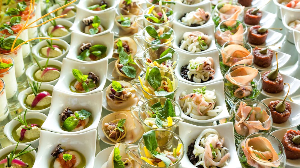 a bunch of food on a table