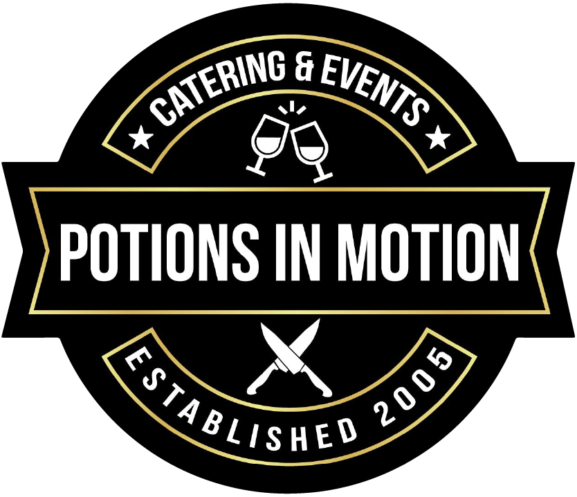 Logo for Potions In Motion, an events and catering company in Boca Raton, FL