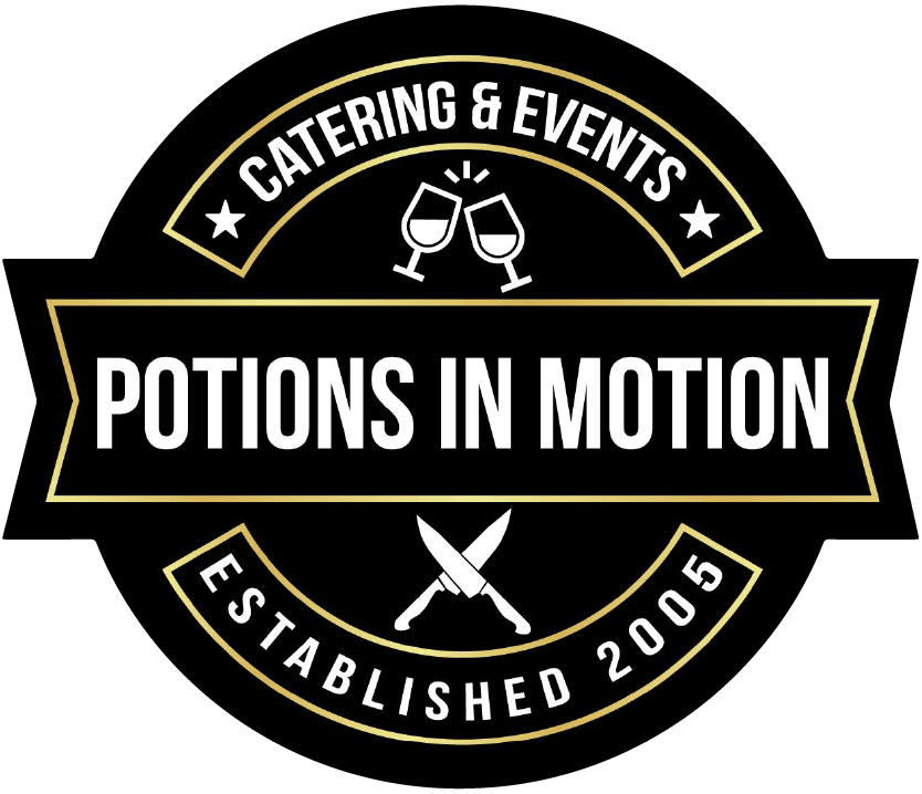 Logo for Potions In Motion, an events and catering company in Boca Raton, FL
