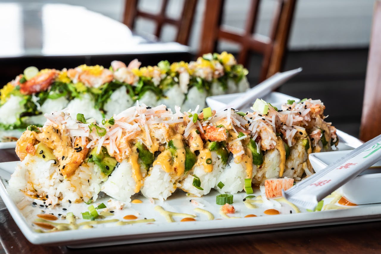 a tray of food on a plate