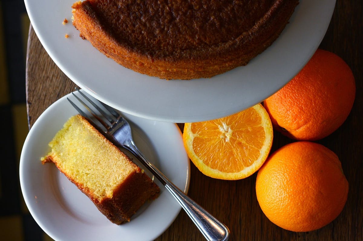 a piece of cake on a plate
