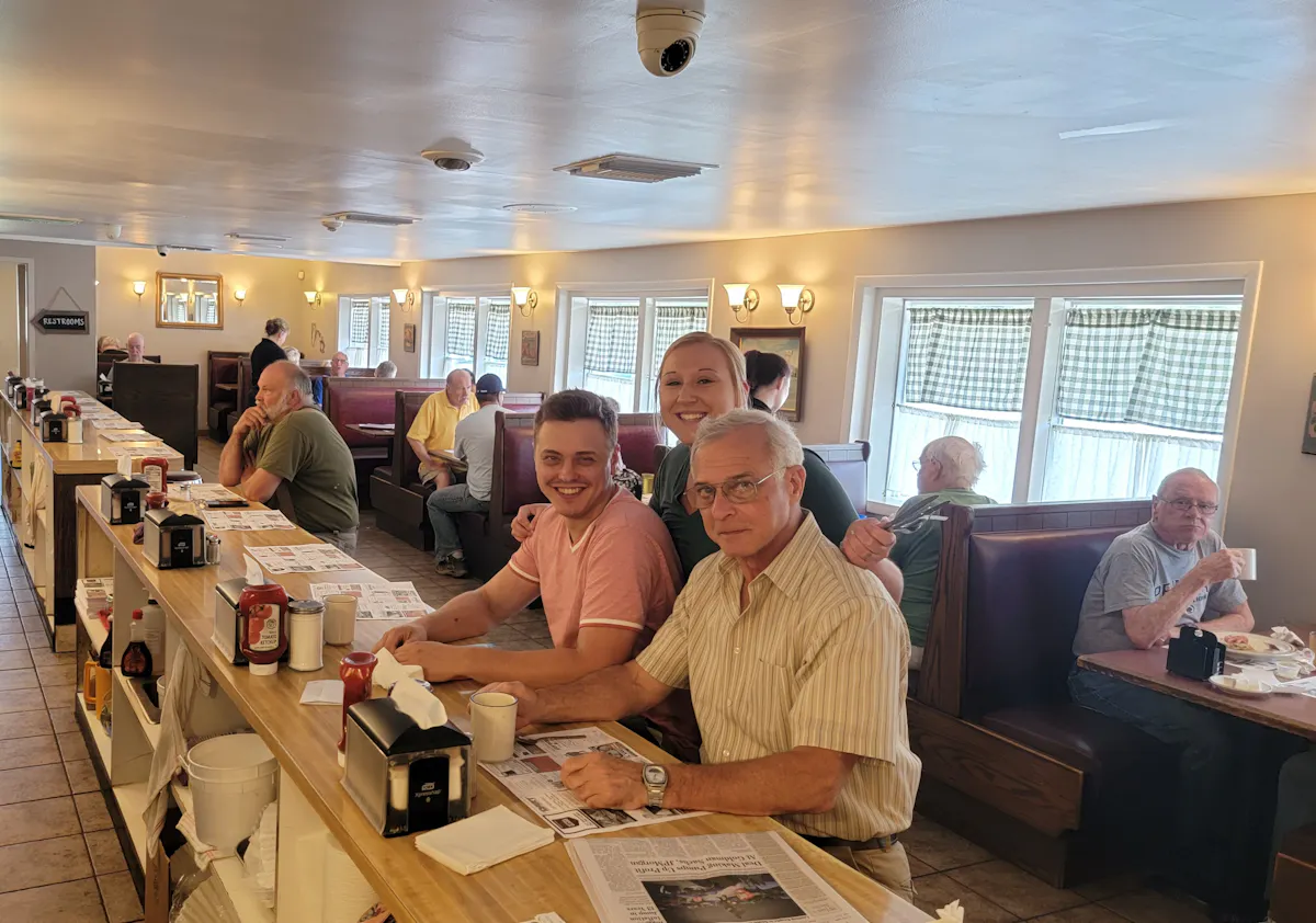 Customers and staff enjoying lunch