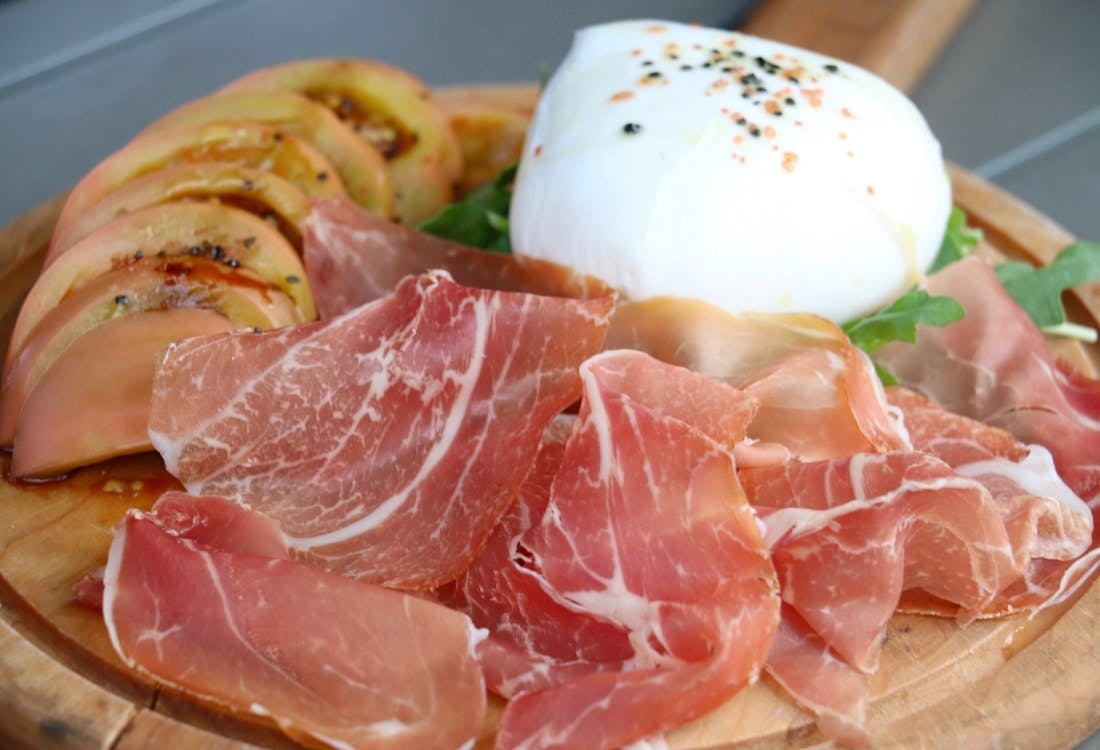 a close up of food