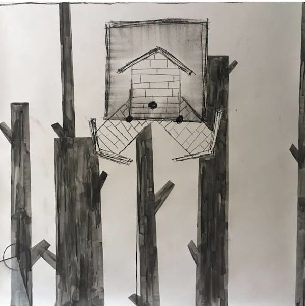 a clock on the top of a wooden pole