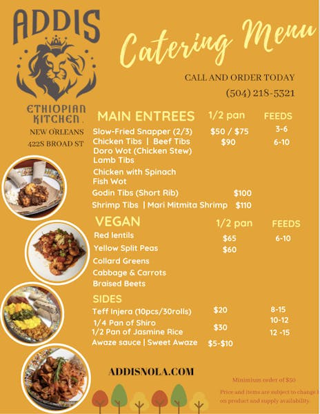 Catering Addis Nola Serving Ethiopian Food in New Orleans, LA