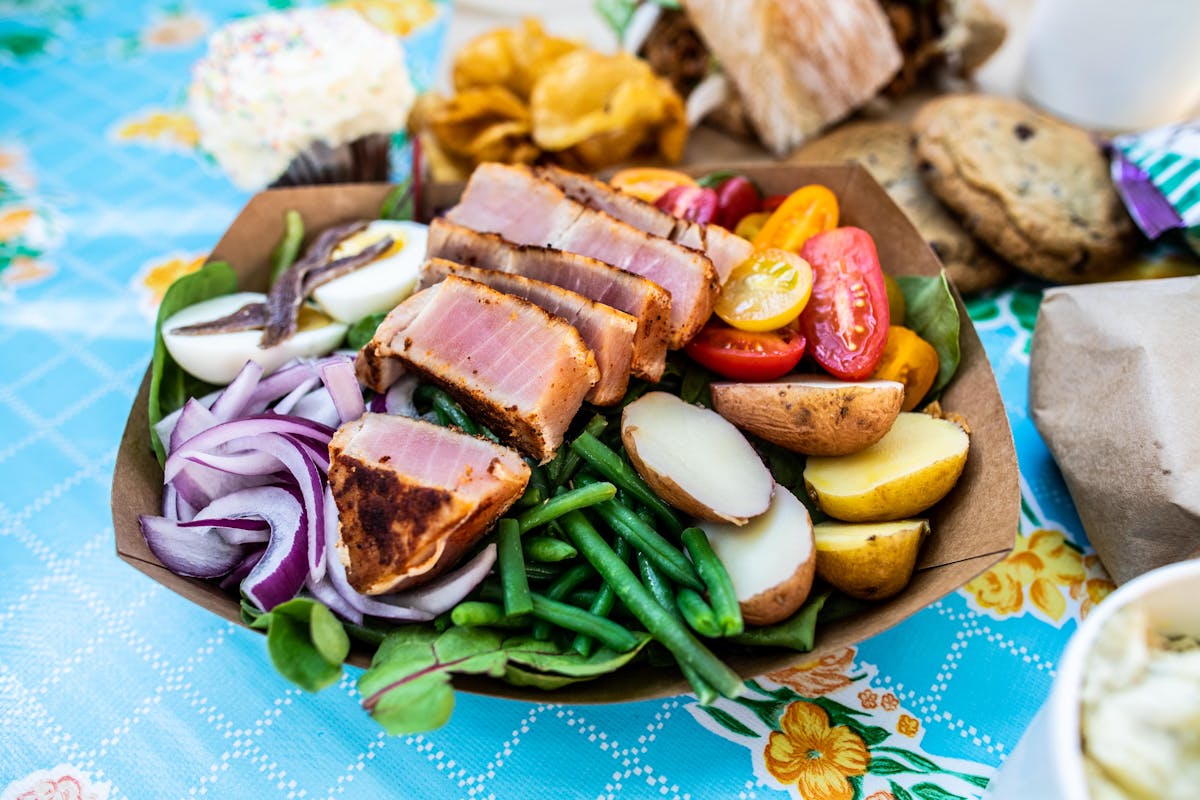 a plate of food on a table