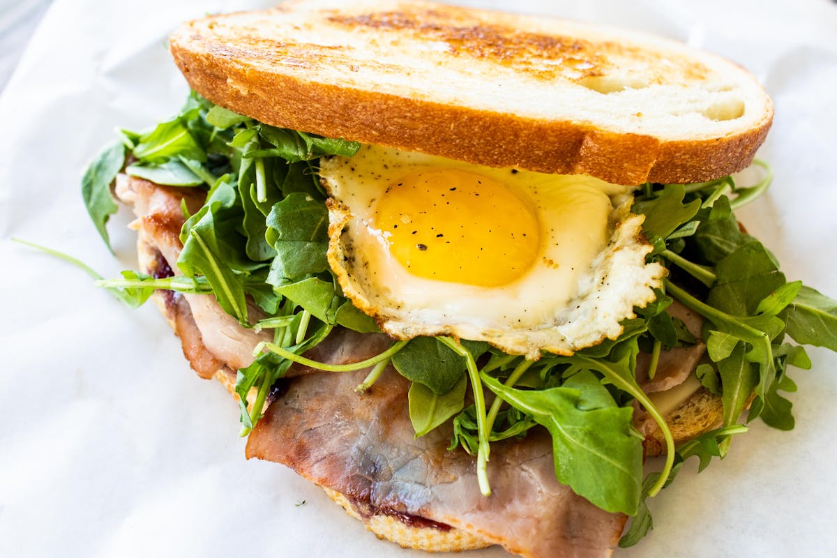 a close up of a sandwich on a plate