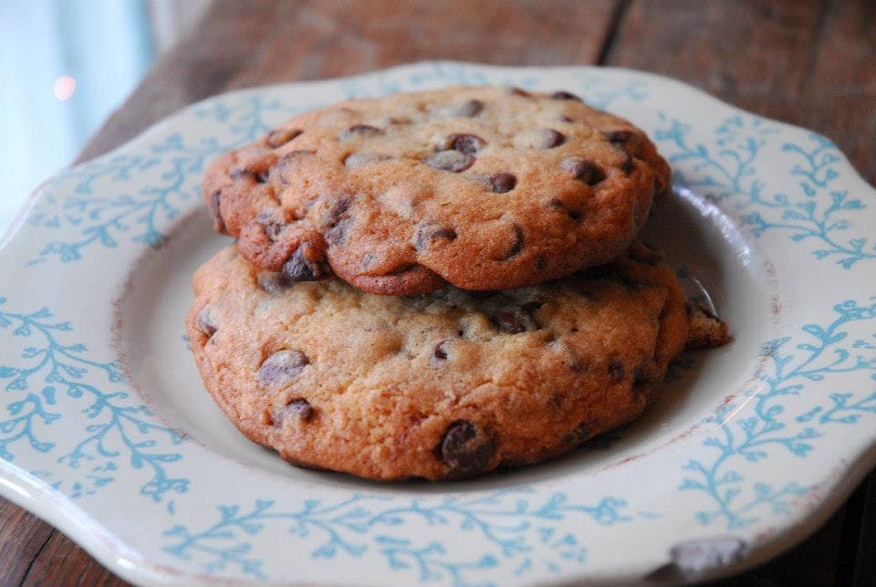 a closeup of two cookies