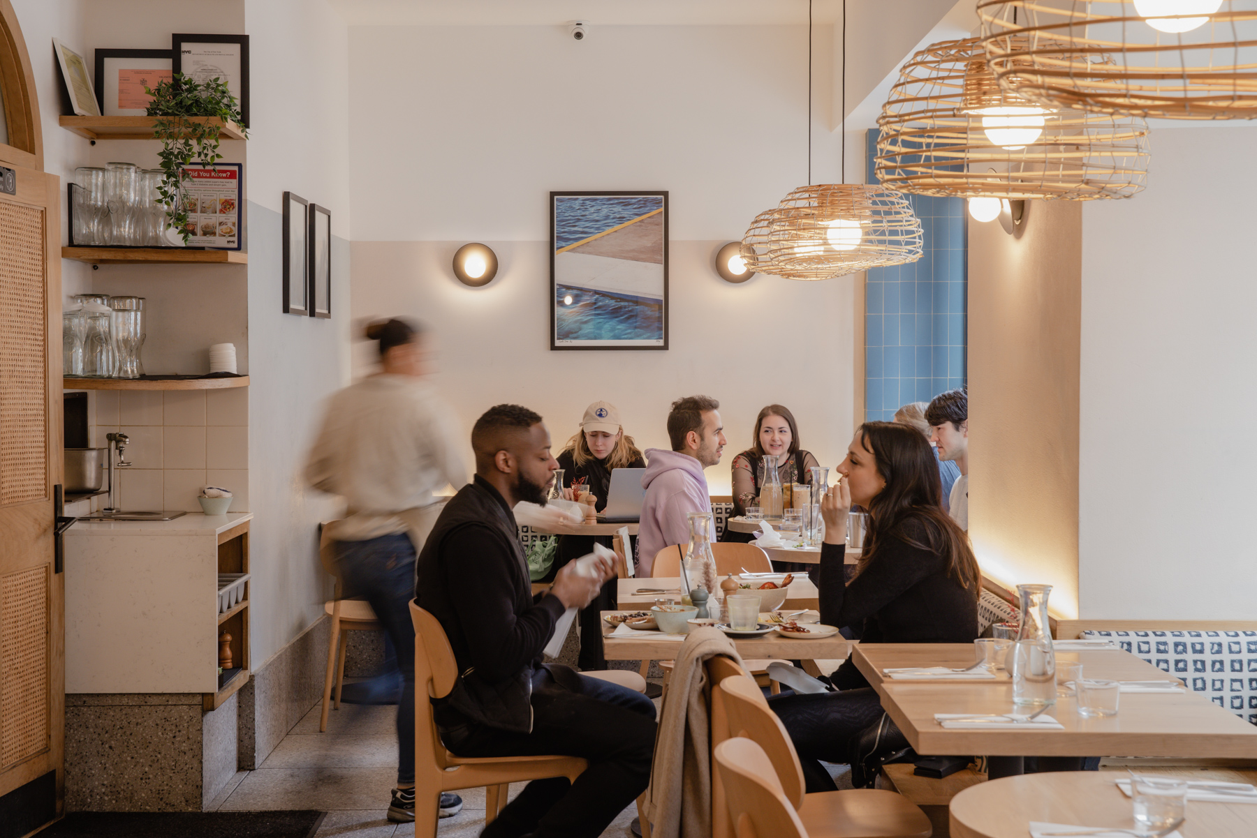 a group of people on a dining table