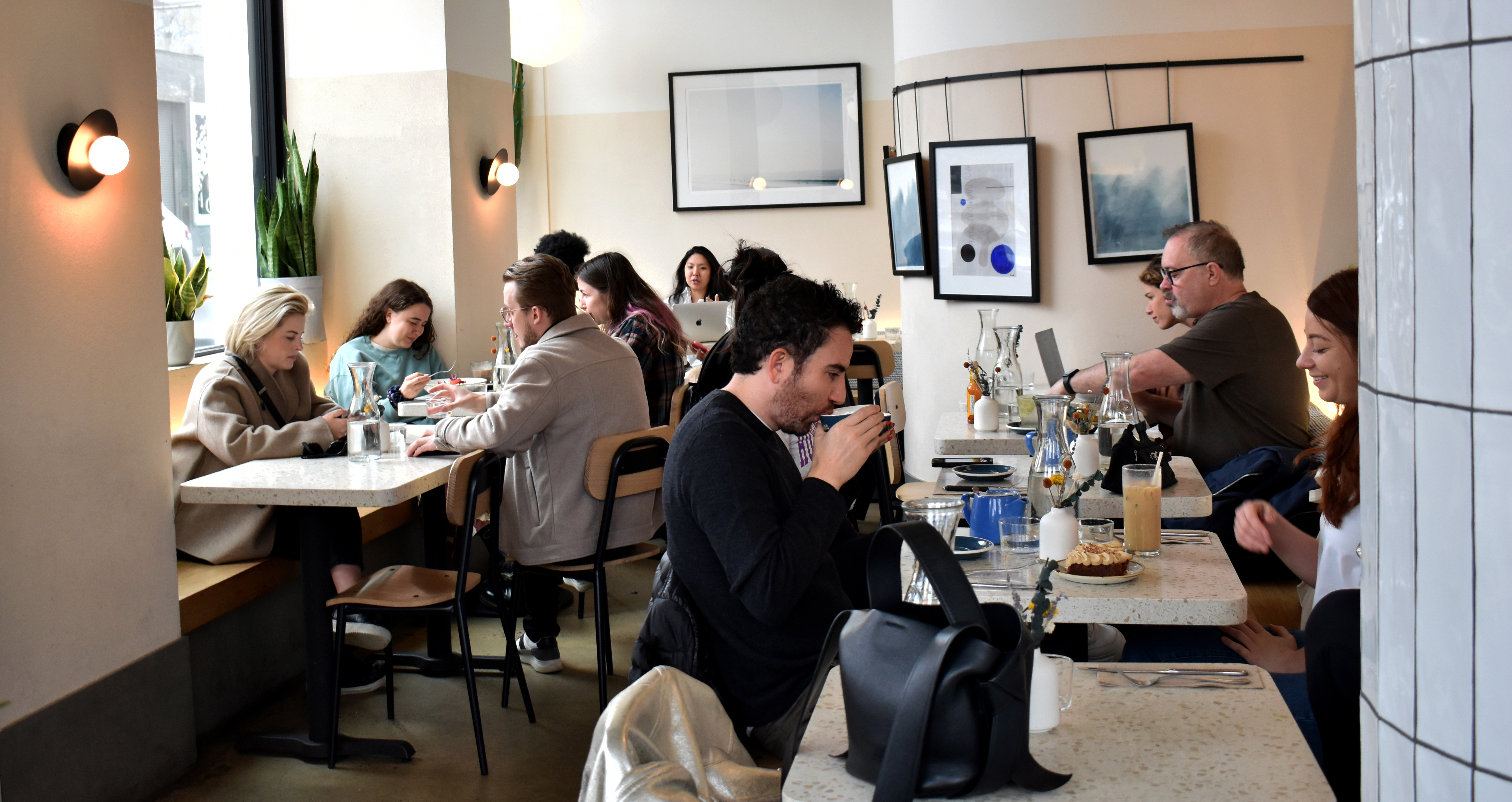 a group of people sitting at a table