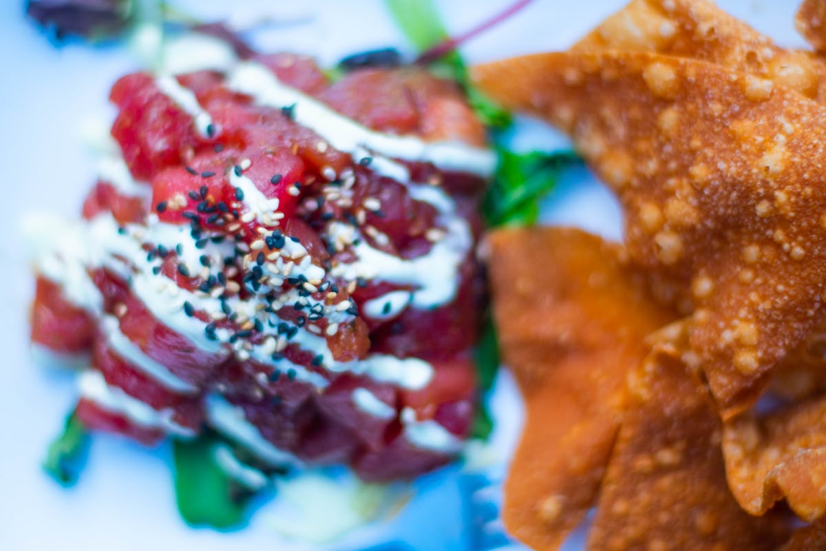 a close up of food on a plate