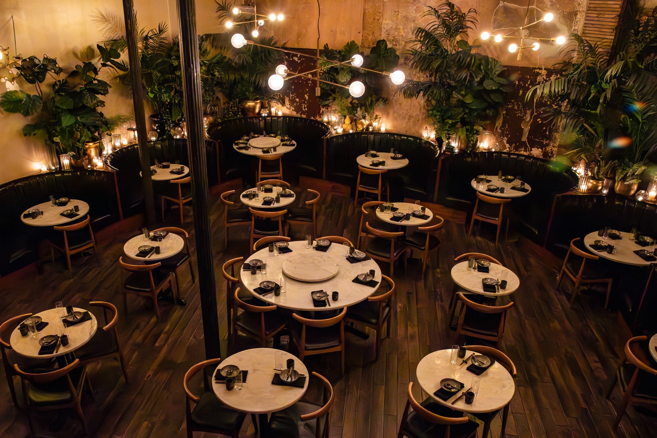 a room with tables and chairs