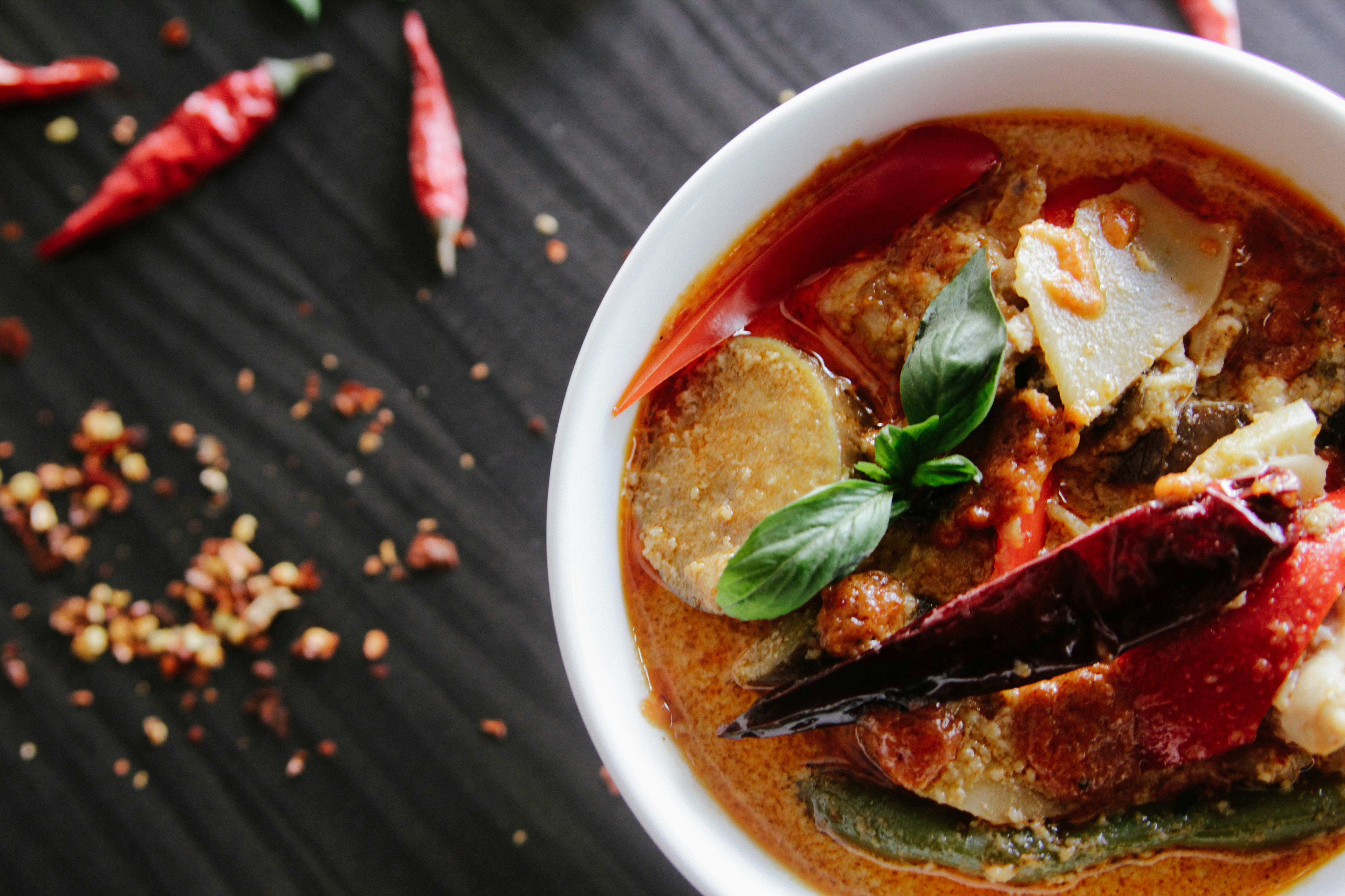 a close up of a bowl of food on a plate