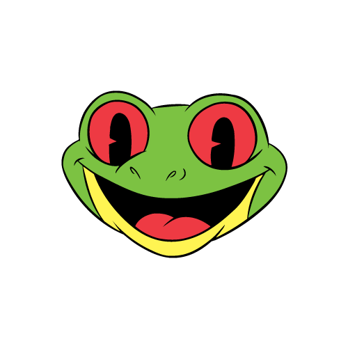 a cartoon frog's face