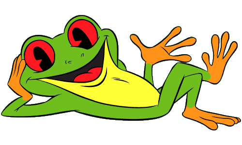 a frog laid down waving his hand