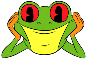 a drawing of a frog's face blink the eyes