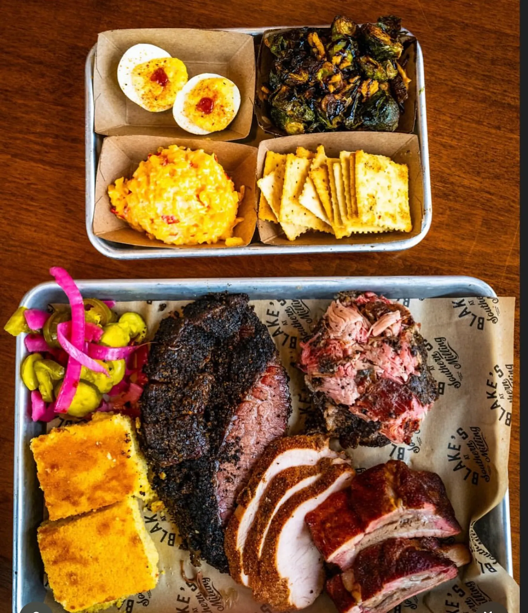 a trays of food on a table
