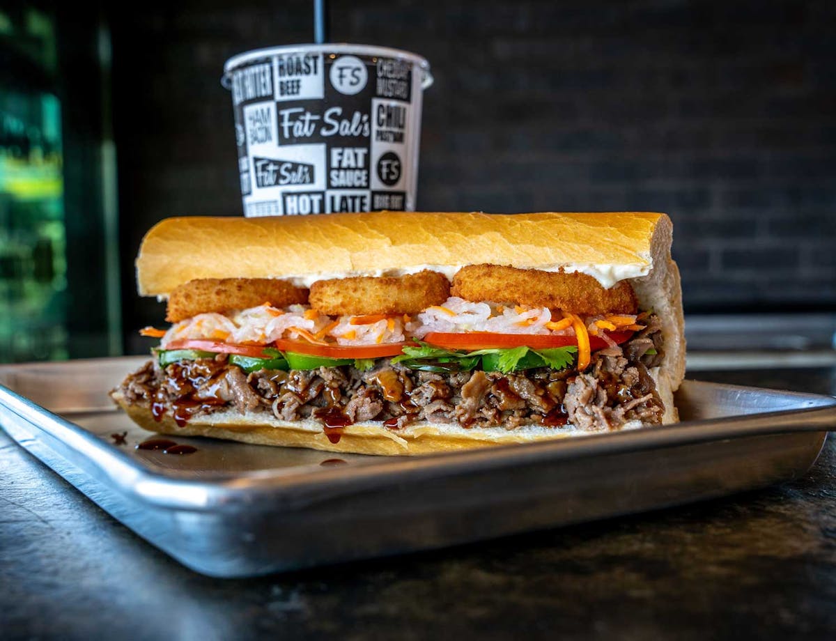 Banh mi sandwich at Fat Sal’s – the Banh Maki stacked with bold fusion ingredients