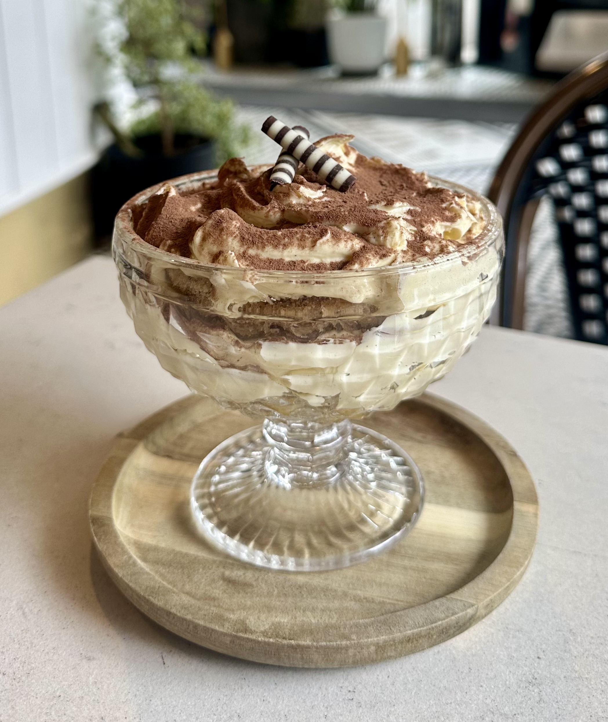 a dessert in a glass bowl