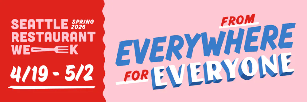 a pink background with blue and white text