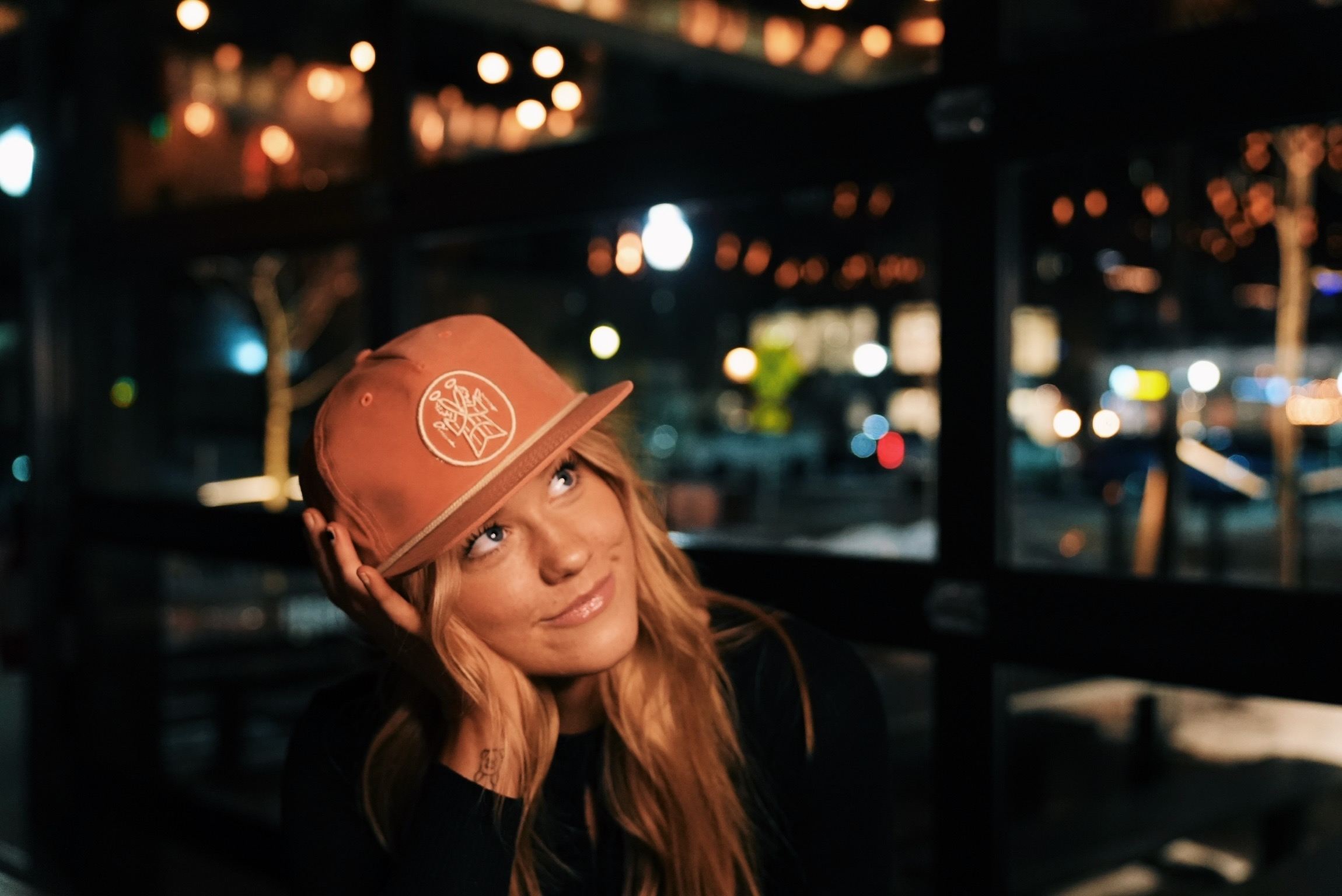 a woman wearing a hat
