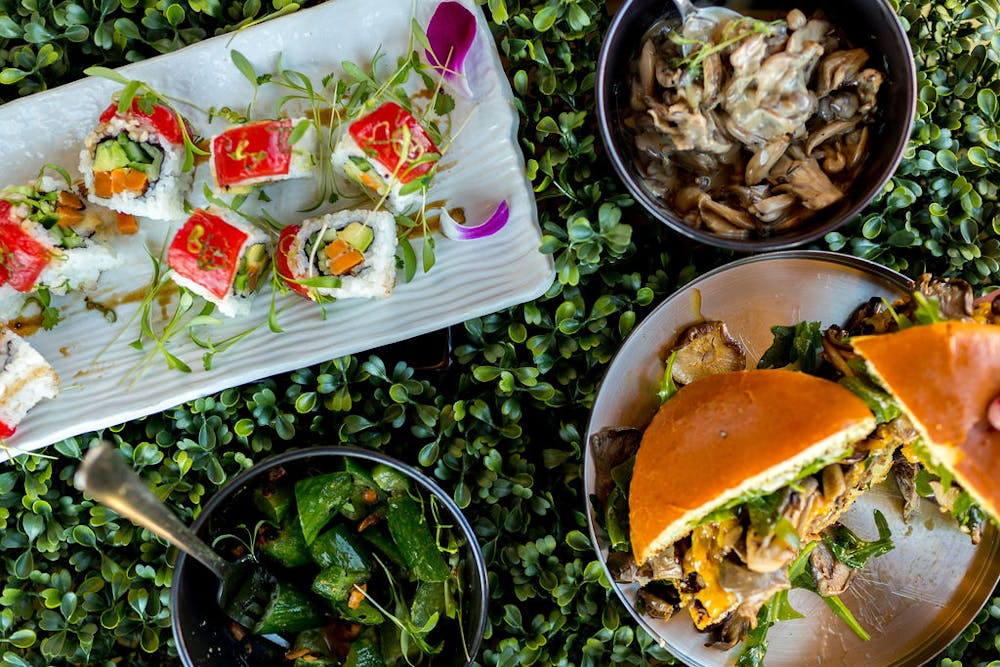 a plate of food with a sandwich and a salad