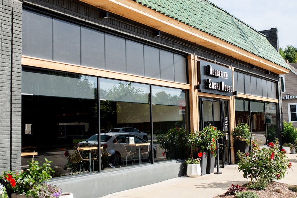 a close up of a street in front of a building