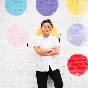 a close up of a person