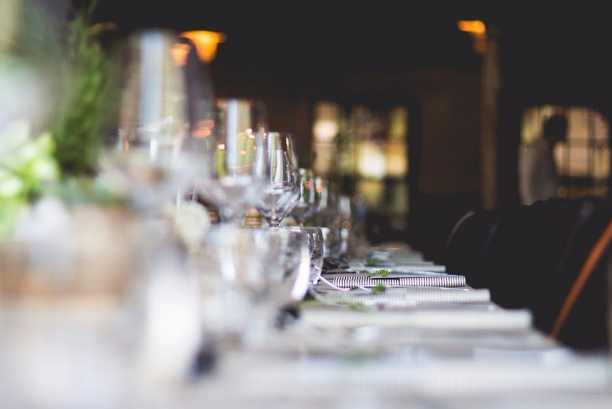 a table with wine glasses