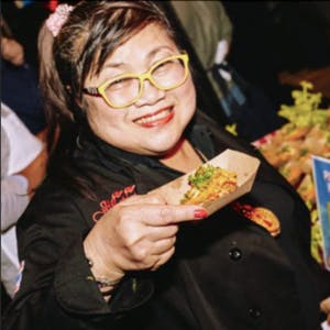 a person that is eating some food