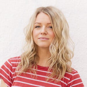 a person in a striped shirt