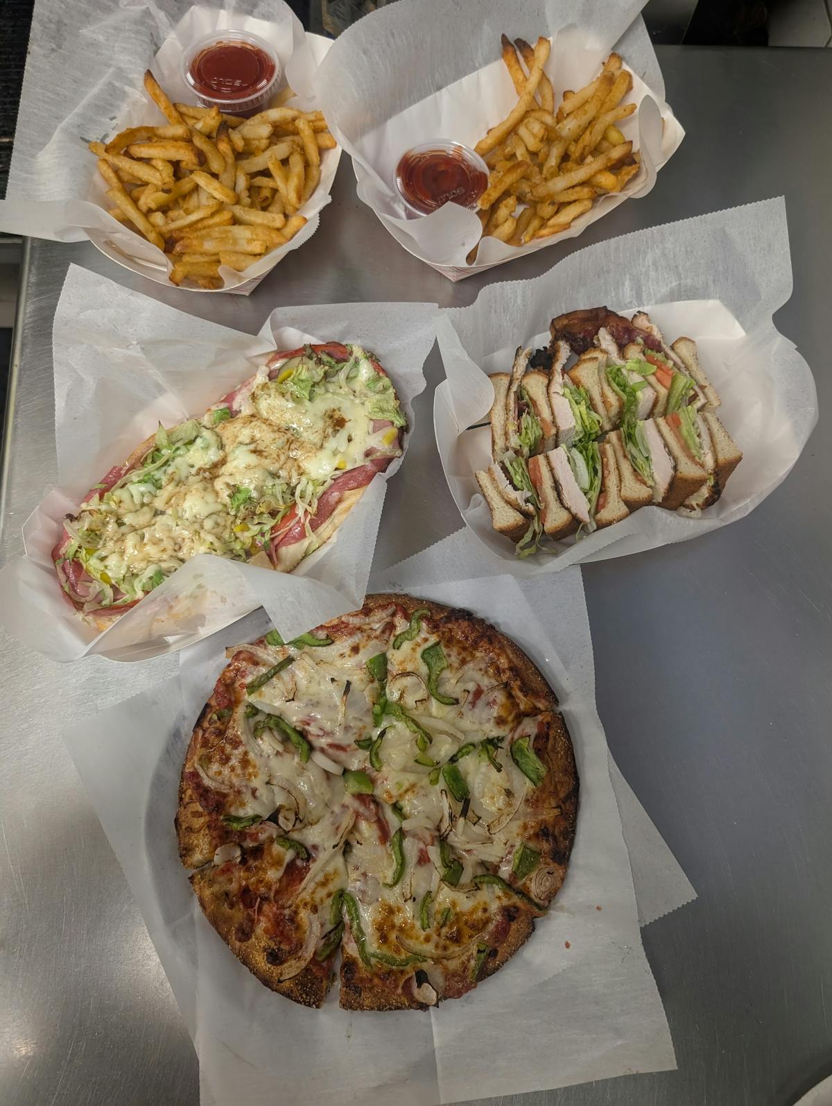 a box filled with different types of food on a table