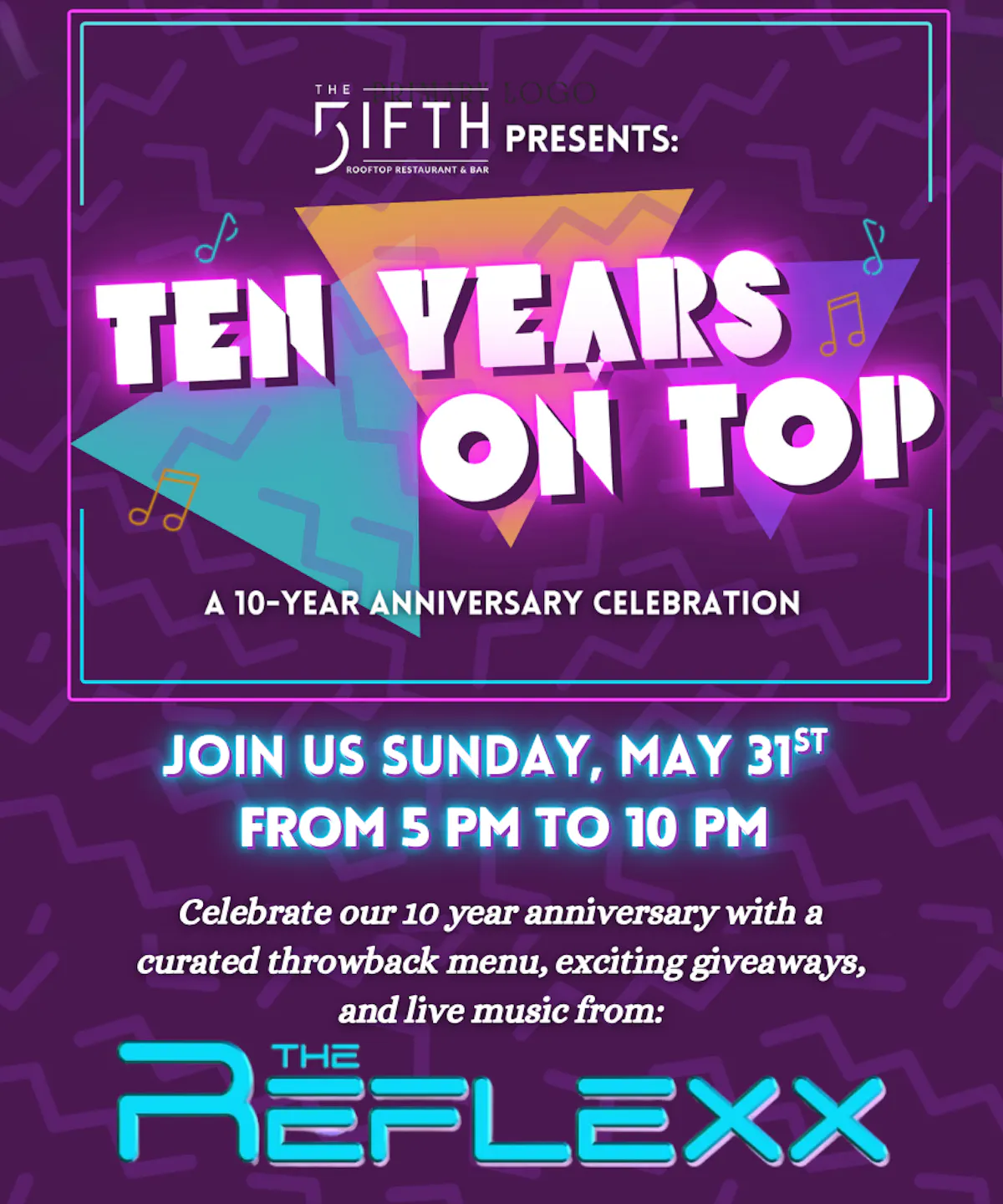 a purple and blue poster with text