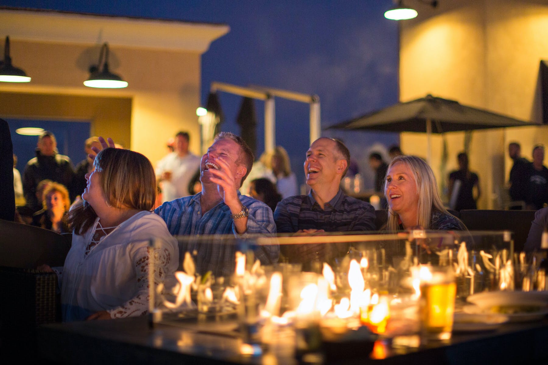  a group of people laughing