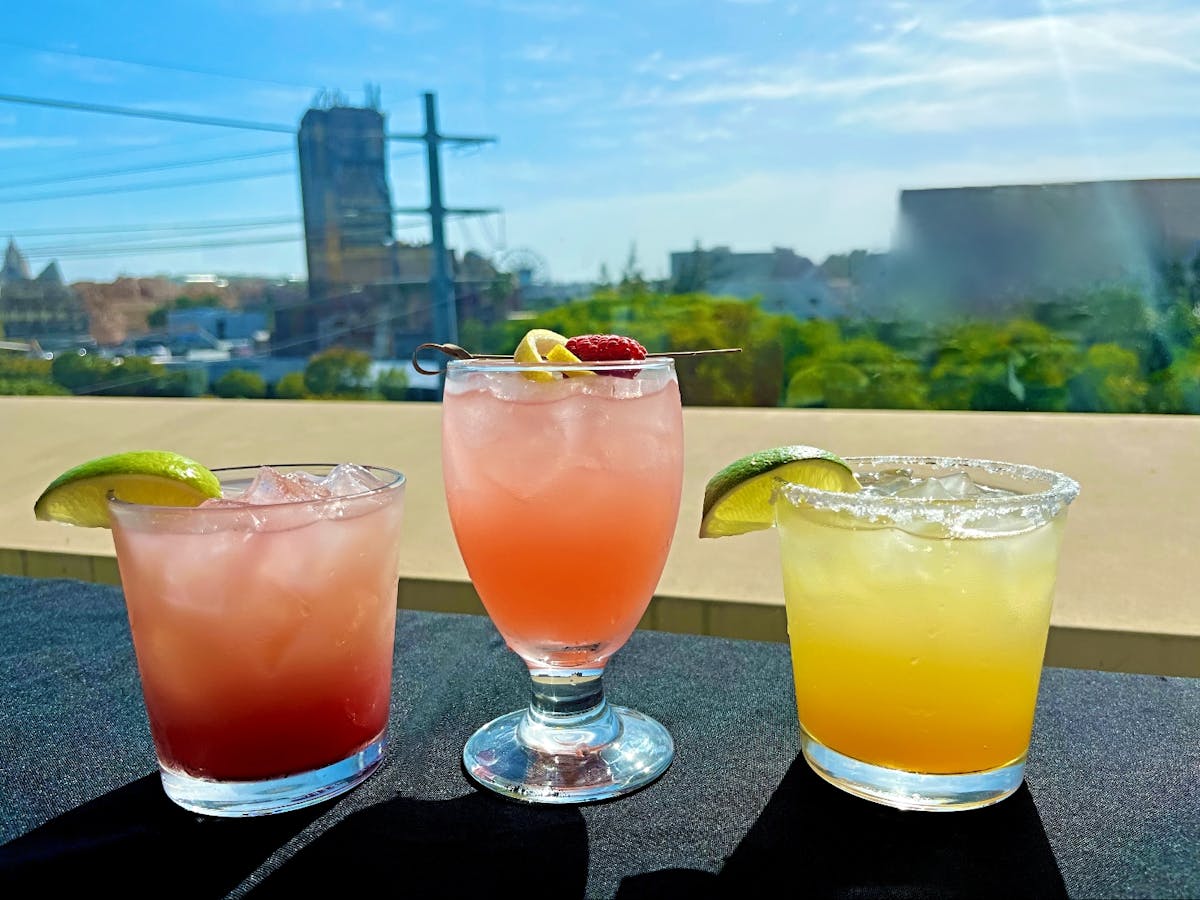 three drinks in front of view