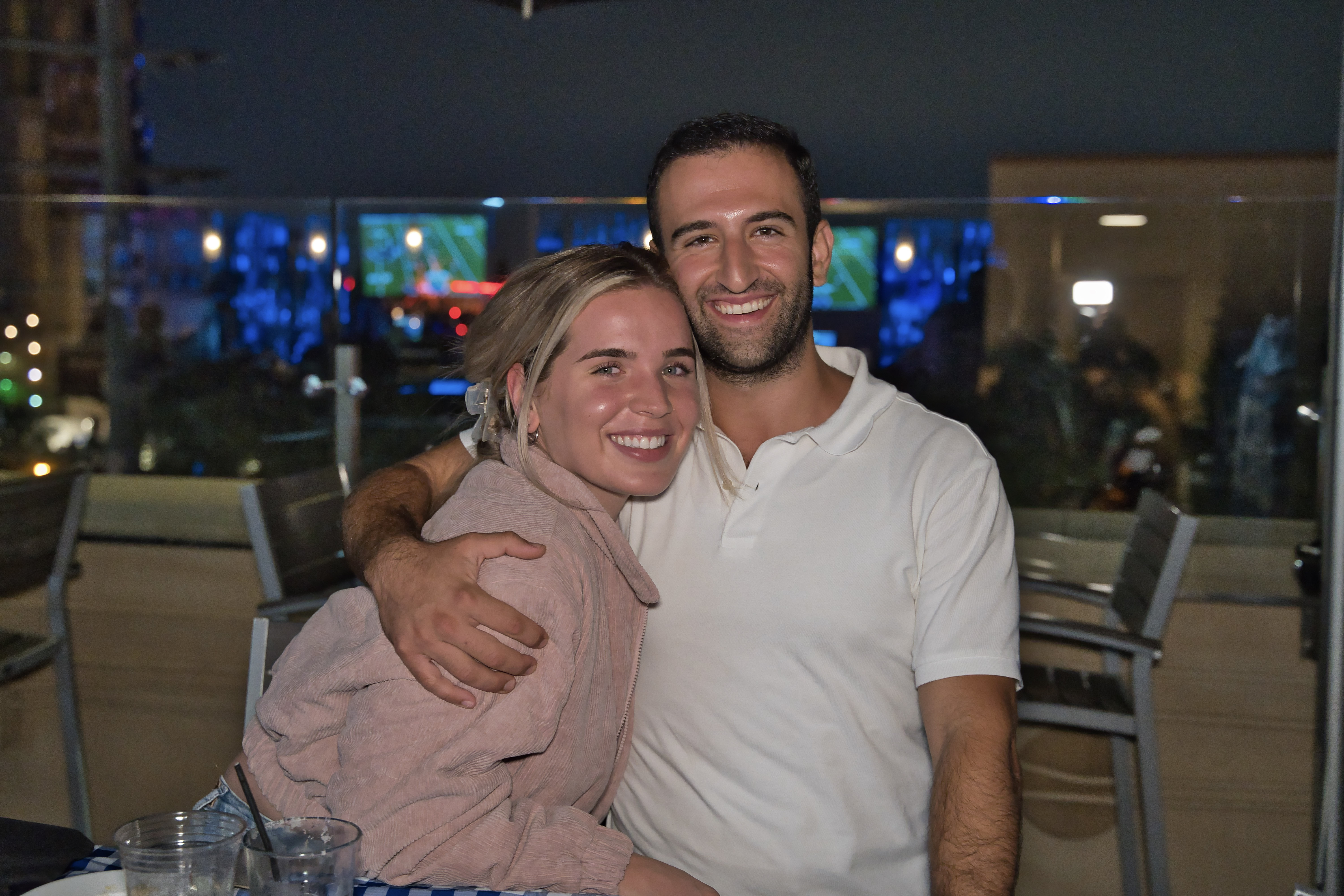 a couple sitting down